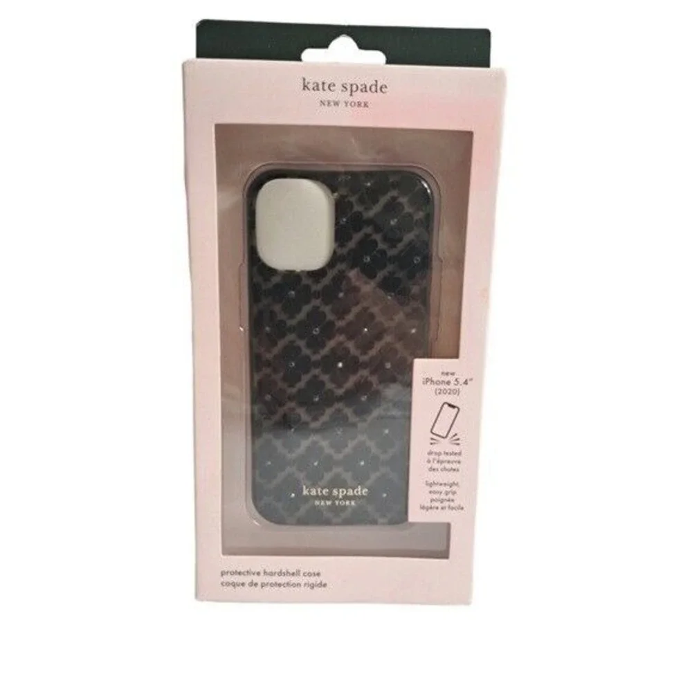 Kate Spade Women's Rhinestones Floral Print Black/Beige Phone Case i‎ Phone 5.4